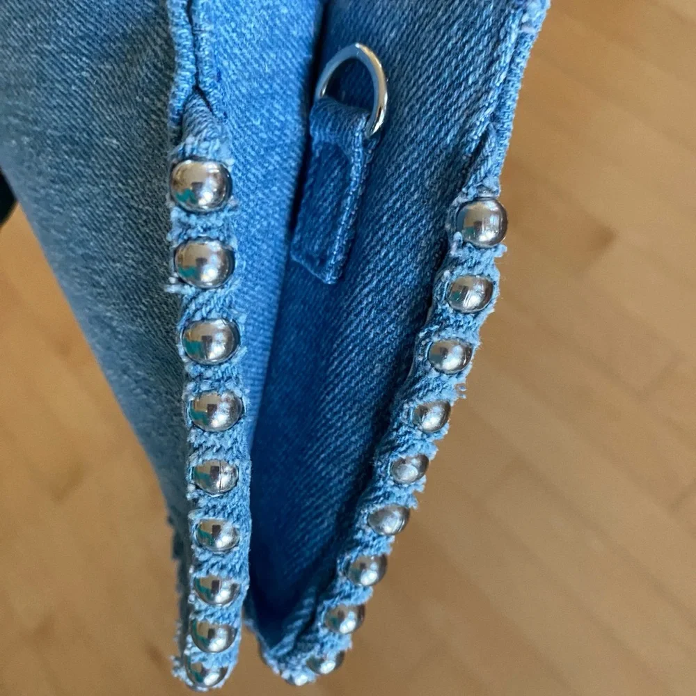 Forever 21 Denim Clutch with Silver Studded Accents